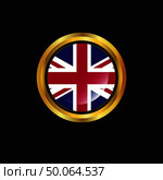 United Kingdom flag Golden button. Стоковая иллюстрация, агентство Ingram Publishing / Фотобанк Лори