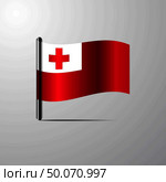 Tonga waving Shiny Flag design vector. Стоковая иллюстрация, агентство Ingram Publishing / Фотобанк Лори