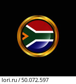 South Africa flag Golden button. Стоковая иллюстрация, агентство Ingram Publishing / Фотобанк Лори