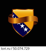 Bosnia and Herzegovina flag Golden badge design vector. Стоковая иллюстрация, агентство Ingram Publishing / Фотобанк Лори