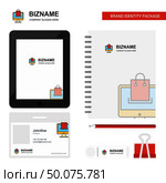 Online shopping Business Logo, Tab App, Diary PVC Employee Card and USB Brand Stationary Package Design Vector Template. Стоковая иллюстрация, агентство Ingram Publishing / Фотобанк Лори