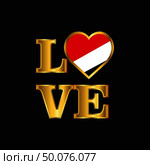 Love typography Principality of Sealand flag design vector Gold lettering. Стоковая иллюстрация, агентство Ingram Publishing / Фотобанк Лори