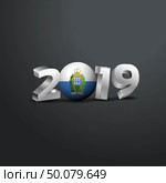 2019 Grey Typography with San Marino Flag. Happy New Year Lettering. Стоковая иллюстрация, агентство Ingram Publishing / Фотобанк Лори