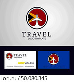 Travel East Timor Creative Circle flag Logo and Business card design. Стоковая иллюстрация, агентство Ingram Publishing / Фотобанк Лори