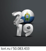 2019 Grey Typography with San Marino Flag. Happy New Year Lettering. Стоковая иллюстрация, агентство Ingram Publishing / Фотобанк Лори