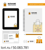 Christmas shopping bag Business Logo, Tab App, Diary PVC Employee Card and USB Brand Stationary Package Design Vector Template. Стоковая иллюстрация, агентство Ingram Publishing / Фотобанк Лори