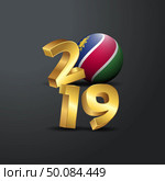 2019 Golden Typography with Namibia Flag. Happy New Year Lettering. Стоковая иллюстрация, агентство Ingram Publishing / Фотобанк Лори
