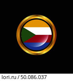 Democratic Republic of the Congo flag Golden button. Стоковая иллюстрация, агентство Ingram Publishing / Фотобанк Лори