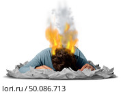 Business burn out as an overworked employee exhausted with career burnout as a work concept for overloaded workers as a composite. Стоковое фото, агентство Ingram Publishing / Фотобанк Лори
