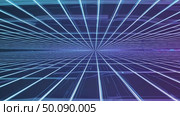 Futuristic neon grid: blue and purple lines form dynamic perspective. Стоковое AI-видео, аниматор Владимир Федоров / Фотобанк Лори
