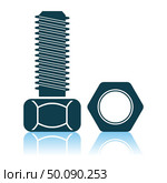 Icon Of Bolt And Nut. Shadow Reflection Design. Vector Illustration. Стоковая иллюстрация, агентство Ingram Publishing / Фотобанк Лори
