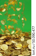 Cascading coins against green screen: a torrent of wealth in motion. Стоковое AI-видео, аниматор Владимир Федоров / Фотобанк Лори