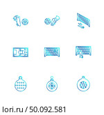sports , games , atheletes , balls , fitness , football , fifa , russia , cricket , ball , bat , wicket, gym ,  tennis , running, race , hurdles , shoes , flag , icon, vector, design,  flat,  collection, style, creative,  icons. Стоковая иллюстрация, агентство Ingram Publishing / Фотобанк Лори