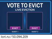 Live Eviction Vote Graphic with Two Contestant Slots. Стоковая иллюстрация, иллюстратор Максим Гребешков / Фотобанк Лори