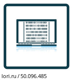 Laptop With Binary Code Icon. Square Shadow Reflection Design. Vector Illustration. Стоковое фото, агентство Ingram Publishing / Фотобанк Лори