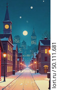 AI-generated The city is in winter, it is snowing, people are standing on the street, Christmas trees in the snow, New Year snowfall. Стоковое AI-видео, аниматор Spirit River / Фотобанк Лори