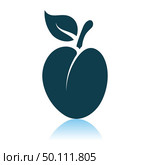 Plum Icon On Gray Background. Shadow Reflection Design. Vector Illustration. Стоковое фото, агентство Ingram Publishing / Фотобанк Лори
