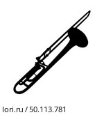 Trombone Wind Musical Instrument Silhouette. Vector Illustration. . Стоковая иллюстрация, агентство Ingram Publishing / Фотобанк Лори