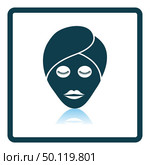 Woman Head With Moisturizing Mask Icon. Square Shadow Reflection Design. Vector Illustration. Стоковая иллюстрация, агентство Ingram Publishing / Фотобанк Лори