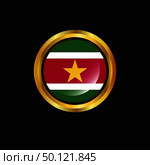 Suriname flag Golden button. Стоковая иллюстрация, агентство Ingram Publishing / Фотобанк Лори