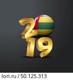 2019 Golden Typography with Togo Flag. Happy New Year Lettering. Стоковая иллюстрация, агентство Ingram Publishing / Фотобанк Лори