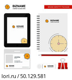 Clock Business Logo, Tab App, Diary PVC Employee Card and USB Brand Stationary Package Design Vector Template. Стоковая иллюстрация, агентство Ingram Publishing / Фотобанк Лори
