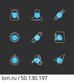 multimedia , sound , buttons , dwonload , upload , pin , key ,error , calcualtor , icon, vector, design,  flat,  collection, style, creative,  icons. Стоковая иллюстрация, агентство Ingram Publishing / Фотобанк Лори