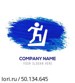 Hurdling Icon - Blue watercolor background. Стоковая иллюстрация, агентство Ingram Publishing / Фотобанк Лори