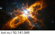 Stunning celestial display of a star's death in vibrant colors captured in deep space. Стоковое AI-изображение, AI-художник Михаил Коханчиков / Фотобанк Лори