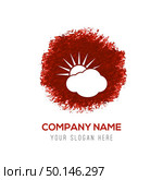 Sun Cloud Icon - Red WaterColor Circle Splash. Стоковая иллюстрация, агентство Ingram Publishing / Фотобанк Лори