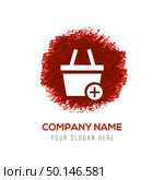 Shopping Cart and plus Sign - Red WaterColor Circle Splash. Стоковая иллюстрация, агентство Ingram Publishing / Фотобанк Лори