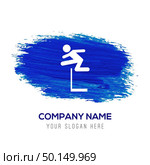 Hurdling Icon - Blue watercolor background. Стоковая иллюстрация, агентство Ingram Publishing / Фотобанк Лори