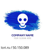 Halloween skull icon - Blue watercolor background. Стоковая иллюстрация, агентство Ingram Publishing / Фотобанк Лори