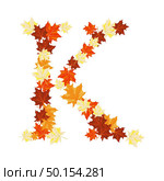 Autumn Maples Leaves Letter. Golden Fall Design. Vector illustration. Стоковая иллюстрация, агентство Ingram Publishing / Фотобанк Лори