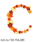 Autumn Maples Leaves Letter. Golden Fall Design. Vector illustration. Стоковая иллюстрация, агентство Ingram Publishing / Фотобанк Лори