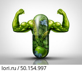 Power food supplement concept as a giant pill or medicine capsule with fresh fruit and vegetables inside on a table place setting as a nutrition and dietary symbol for good eating lifestyle with 3D illustration elements. Стоковое фото, агентство Ingram Publishing / Фотобанк Лори