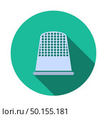 Tailor Thimble Icon. Flat Circle Stencil Design With Long Shadow. Vector Illustration. Стоковая иллюстрация, агентство Ingram Publishing / Фотобанк Лори