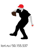 Highly detailed baseball athlete silhouette. Fully editable EPS 10 vector illustration. Стоковая иллюстрация, агентство Ingram Publishing / Фотобанк Лори