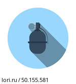 Attack Grenade Icon. Flat Circle Stencil Design With Long Shadow. Vector Illustration. Стоковая иллюстрация, агентство Ingram Publishing / Фотобанк Лори