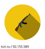 Russian Weapon Rifle Icon. Flat Circle Stencil Design With Long Shadow. Vector Illustration. Стоковая иллюстрация, агентство Ingram Publishing / Фотобанк Лори