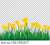 Summer meadow background with tulips. EPS 10 vector illustration with transparency and meshes. Стоковая иллюстрация, агентство Ingram Publishing / Фотобанк Лори