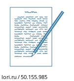 Sheet With Text And Pencil Icon. Thin Line With Blue Fill Design. Vector Illustration. Стоковая иллюстрация, агентство Ingram Publishing / Фотобанк Лори