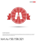 Optic binoculars icon - Red Ribbon banner. Стоковая иллюстрация, агентство Ingram Publishing / Фотобанк Лори