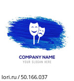 Theatrical masks Icon - Blue watercolor background. Стоковая иллюстрация, агентство Ingram Publishing / Фотобанк Лори
