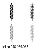 Spikelet of wheat Plant branch icon outline set black grey color vector illustration flat style simple image. Стоковое фото, агентство Ingram Publishing / Фотобанк Лори