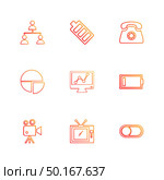 network , battery ,telephone  ,low battery , button , toggle , pie chart , camcoder ,graph , tv, icon, vector, design,  flat,  collection, style, creative,  icons. Стоковая иллюстрация, агентство Ingram Publishing / Фотобанк Лори