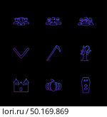 axe, tree , grave , halloween , rip , graveyard , horror , pumpkin , grave , cross , bat , scary , scare , candy , rip , horror , night , spider , icon, vector, design,  flat,  collection, style, creative,  icons. Стоковая иллюстрация, агентство Ingram Publishing / Фотобанк Лори