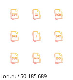 file type , files , documents , file  , doc , ai , psd , pdf , png , jpg , dmg , exe , msd , apk , txt, docx ,xls , html , css  , wav, mp3 , mp4 , db , eps , svg, icon, vector, design,  flat,  collection, style, creative,  icons. Стоковая иллюстрация, агентство Ingram Publishing / Фотобанк Лори