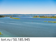 Picturesque landscape of the Volga River flood and green islands on it. Russia. Стоковое фото, фотограф Константин Лабунский / Фотобанк Лори