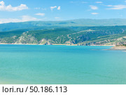 Beautiful landscape of the mountain Chirkey reservoir with azure water of the North Caucasus of Dagestan. Russia. Стоковое фото, фотограф Константин Лабунский / Фотобанк Лори
